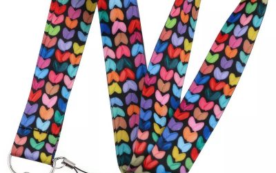 Lanyard Polyester Cruise Travel ID Hearts Painted Black