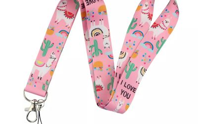 Lanyard Polyester Cruise Travel ID Llamas Pink